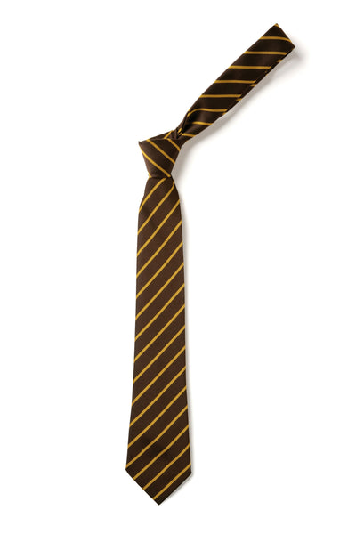 Thin Stripe Tie - Brown & Gold