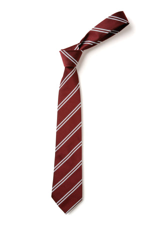 Double Stripe Tie - Maroon & White