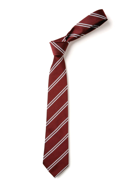 Double Stripe Tie - Maroon & White