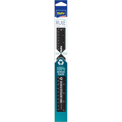 Helix 100% Recycled Plastic Ruler – Black 30cm / 12"