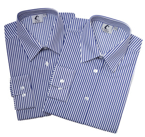 Blouses - Non Iron - Striped - Long Sleeve Tie Collar - Twin Pack