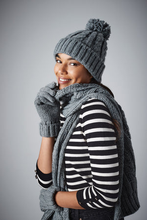 Cable Knit Melange Beanie