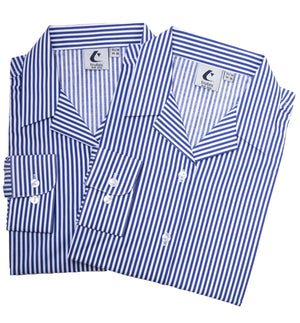 Blouses - Non Iron - Striped - Long Sleeve Revere Collar - Twin Pack