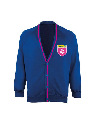 Knitwear Cardigan Royal Blue with Pink Tipping