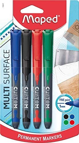 Maped Permanent Multi-Surface - Fine Point Markers (4 Pack)