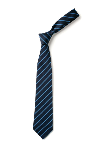 Thin Stripe Tie - Navy & Saxe