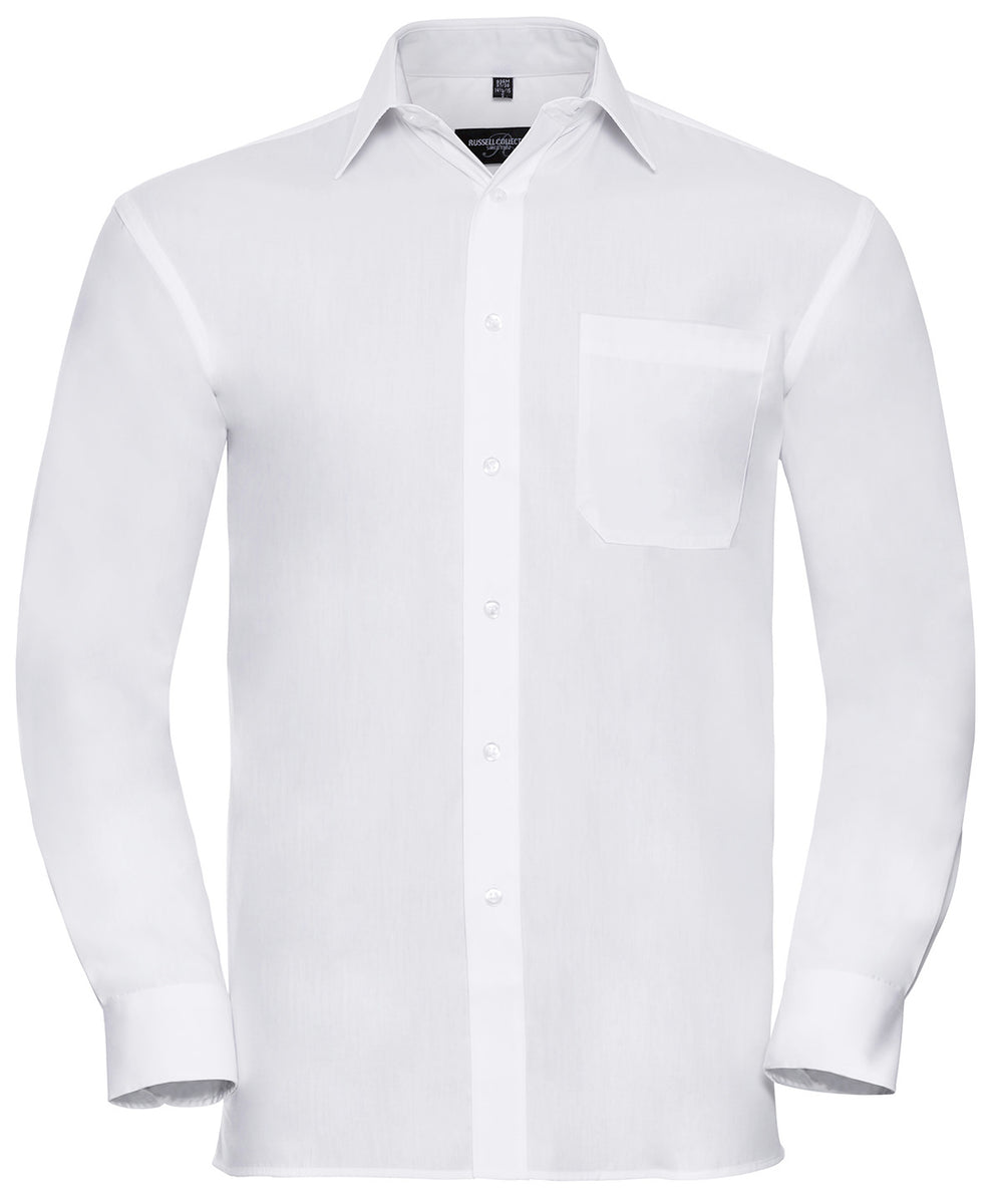 Long sleeve pure cotton easycare poplin shirt