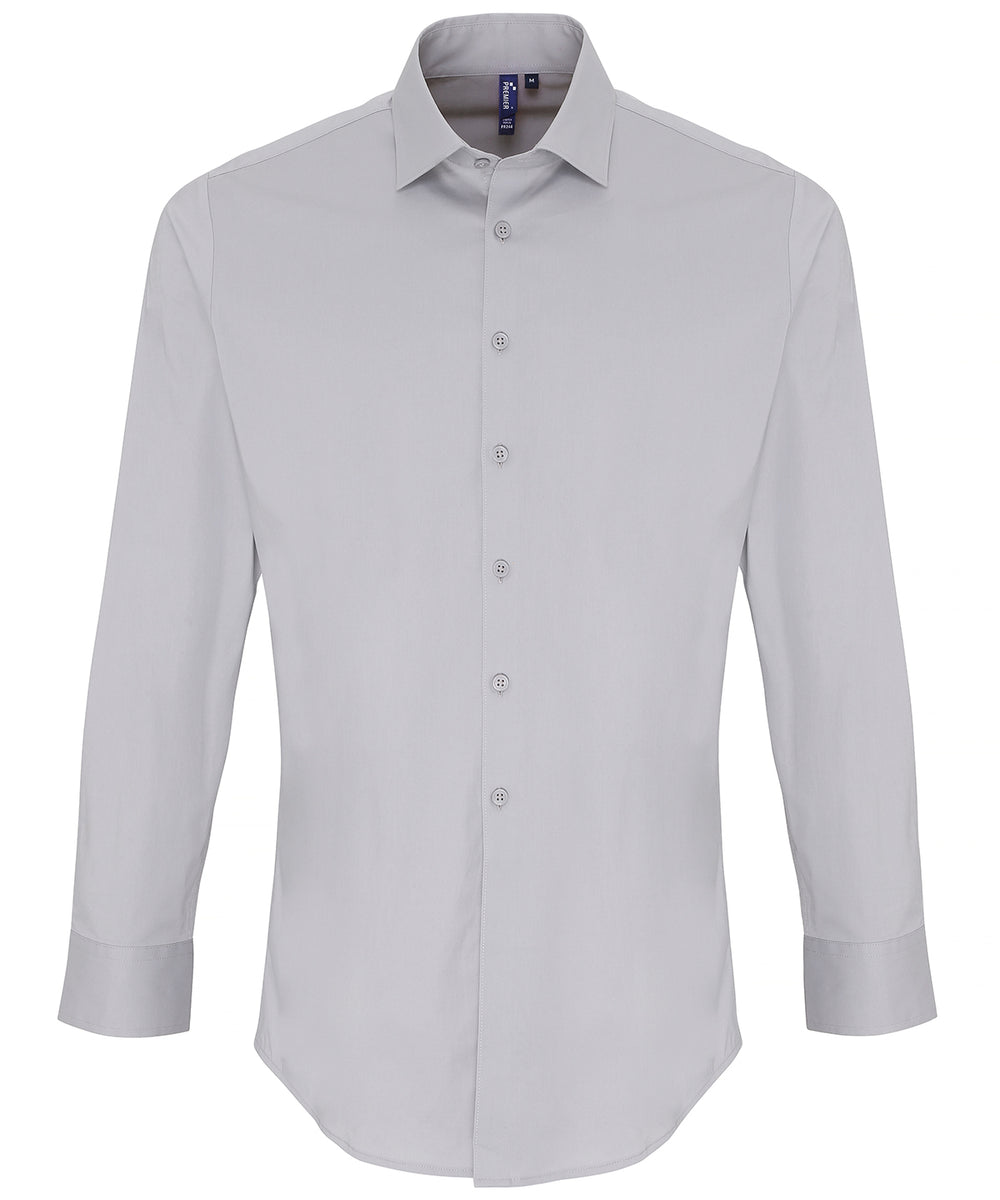 Stretch fit cotton poplin long sleeve shirt