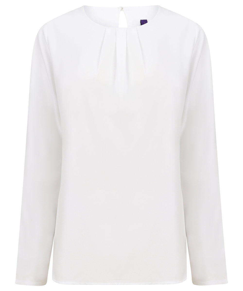 Women's pleat front long sleeve blouse