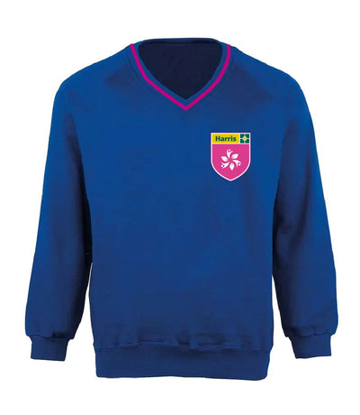 Knitwear Jumper Royal Blue with Pink Tipping