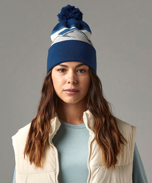 Mountain peaks pom pom beanie