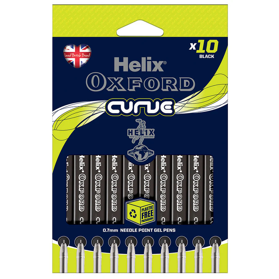 Helix Oxford Curve Pens - Black Ink (10 Pack)