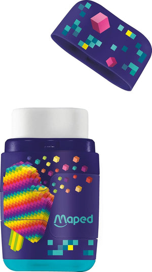 Maped Duo Pixel Party Pencil Sharpener – 2‑in‑1 Sharpener & Eraser