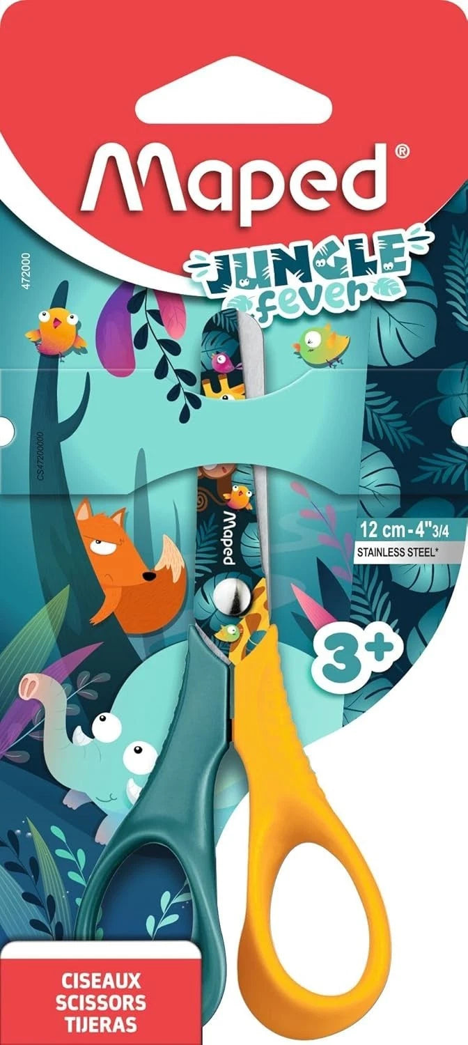 Maped Jungle Fever Scissors – 12cm Soft‑Grip (Ages 3+)