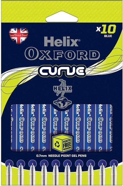 Helix Oxford Curve Pens - Blue Ink (10 Pack)