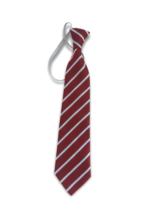 Thin Stripe Tie - Maroon & White