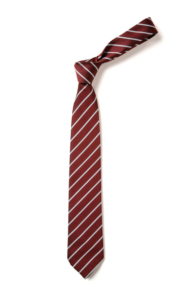 Thin Stripe Tie - Maroon & White