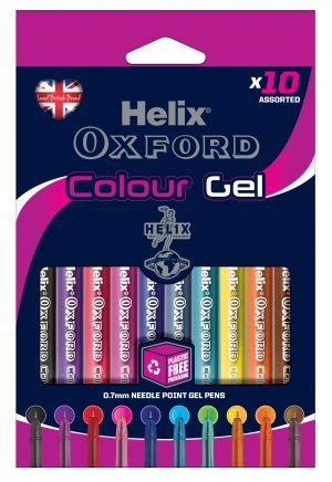 Helix Colour Gel Pen – Assorted Colours (Pack of 10)
