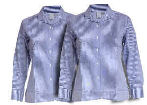 Blouses - Non Iron - Striped - Long Sleeve Revere Collar - Twin Pack