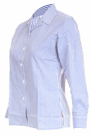Blouses - Non Iron - Striped - Long Sleeve Revere Collar - Single