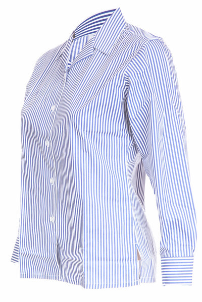 Blouses - Non Iron - Striped - Long Sleeve Revere Collar - Single