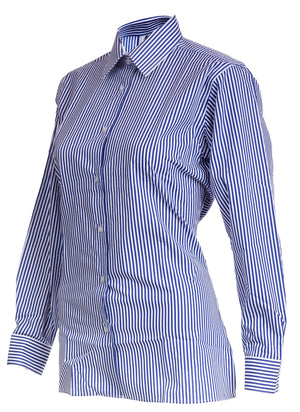 Blouses - Non Iron - Striped - Long Sleeve Tie Collar - Twin Pack